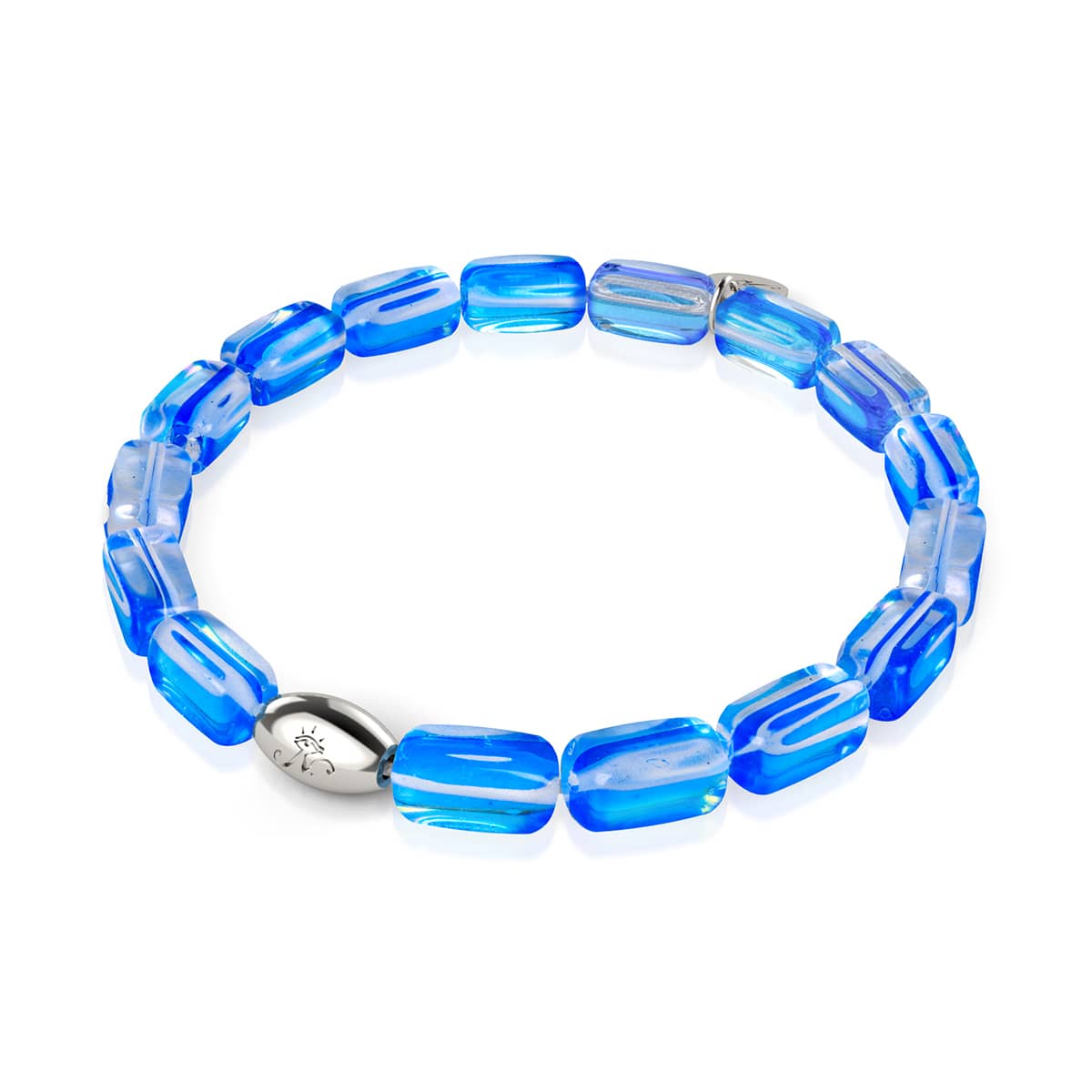 Sapphire Supernova | .925 Sterling Silver | Galaxy Glass Pebble Bracelet